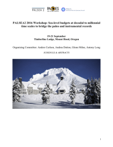 PALSEA2 2016 Workshop: Sea-level budgets at decadal to