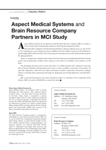 Aspect Medical Systems and Brain Resource Company Partners in