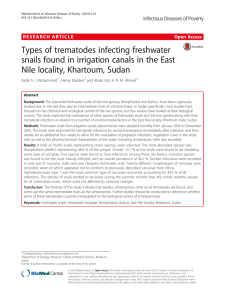 Types of trematodes infecting freshwater snails found in irrigation
