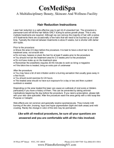 Hair Reduction Instructions