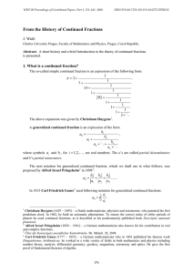 From the History of Continued Fractions