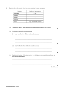 1. The table shows the number of carbon atoms contained in some