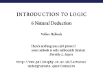 INTRODUCTION TO LOGIC Natural Deduction