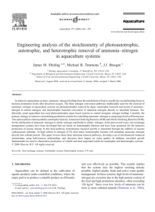 Engineering analysis of the stoichiometry of photoautotrophic