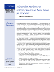 Relationship Marketing in Emerging Economies: Some