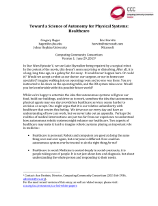 Toward a Science of Autonomy for Physical Systems: Healthcare