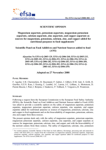 SCIENTIFIC OPINION Magnesium aspartate, potassium
