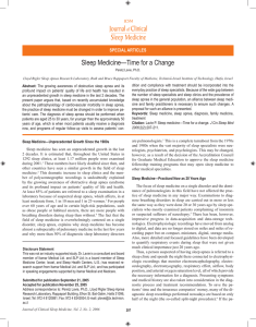 Sleep Medicine—Time for a Change