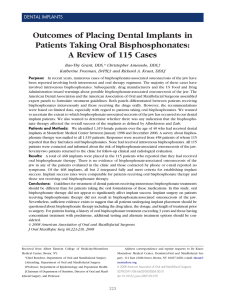 Outcomes of Placing Dental Implants in Patients Taking Oral