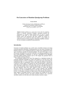 On Generators of Random Quasigroup Problems