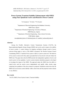 Power system transient stability enhancement with SMES using four