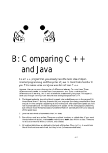 B: Comparing C++ and Java