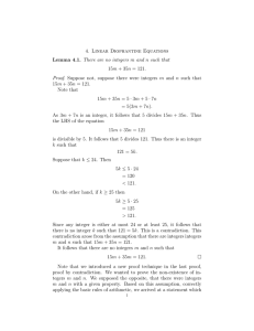 4. Linear Diophantine Equations Lemma 4.1. There are no integers