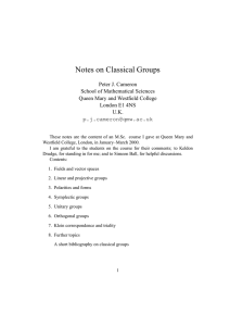 Notes on Classical Groups - School of Mathematical Sciences
