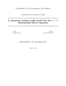 A quantum random walk model for the (1 + 2) dimensional Dirac