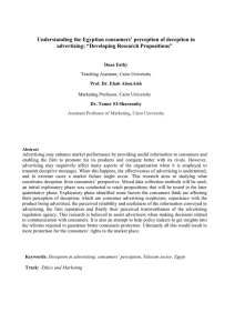 Understanding the Egyptian consumers` perception of deception in