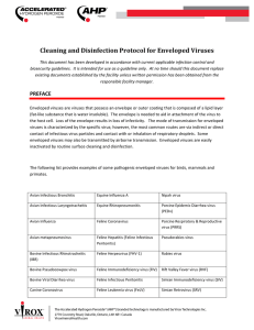 Cleaning and Disinfection Protocol for Enveloped Viruses