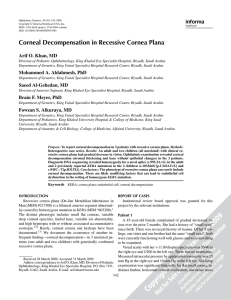 Corneal Decompensation in Recessive Cornea Plana