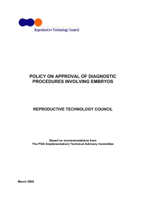 policy on approval of diagnostic procedures involving embryos