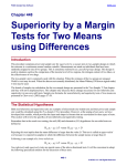 Superiority by a Margin Tests for Two Means using Differences