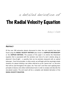 A Detailed Derivation of the Radial Velocity Equation