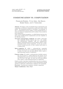 communication vs. computation - School of Technology and