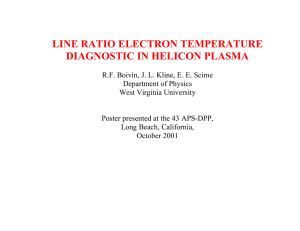 line ratio electron temperature diagnostic in helicon plasma