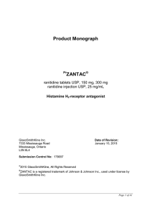 Product Monograph ZANTAC