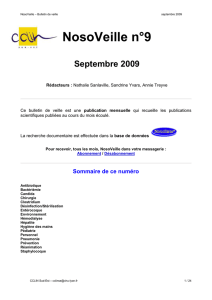 NosoVeille – Bulletin de veille septembre 2009 NosoVeille n°9