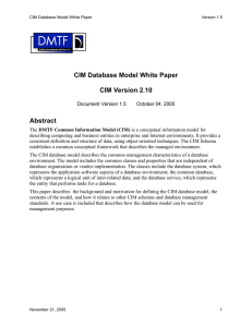 CIM Database Model White Paper CIM Version 2.10 Abstract