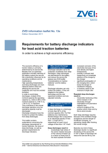 Requirements for battery discharge indicators for lead acid