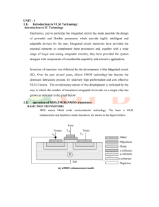 UNIT - 1 1.1) Introduction to VLSI Technology: 1.2) operation of MOS