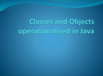 Classes and Objects operationalised in Java