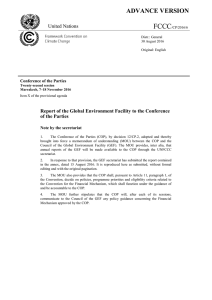 Report of the Global Environment Facility to the Conference of the