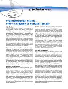 Pharmacogenetic Testing Prior to Initiation of Warfarin