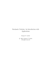 Stochastic Calculus - University of Chicago Math Department