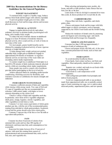 2005 Key Recommendations for the Dietary Guidelines for the