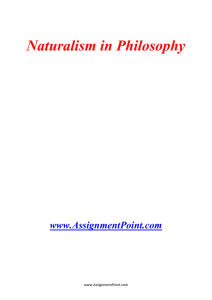 Naturalism in Philosophy www.AssignmentPoint.com Naturalism in