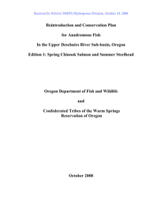 Reintroduction and Conservation Plan for Anadromous Fish In the