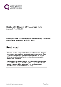 Section 61 Review of treatment form