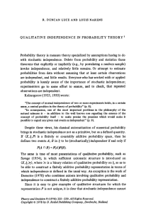 QUALITATIVE INDEPENDENCE IN PROBABILITY THEORY