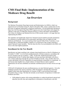 CMS Final Rule: Implementation of the Medicare Drug Benefit