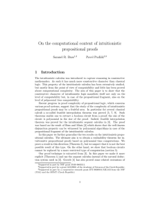 On the computational content of intuitionistic propositional proofs