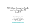MC1R Gene Sequencing Results Analysis Report for JM Oct, 2010