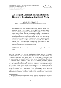 An Integral Approach to Mental Health Recovery: Implications for