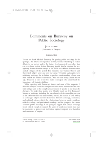 Comments on Burawoy on Public Sociology