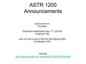 Lecture 22 - Center for Astrophysics and Space Astronomy CASA