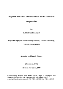 Evaporation at the Dead-Sea in the different synoptic systems and