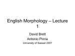 English Morphology – Lecture 1
