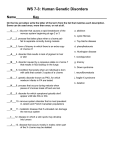 Worksheet: Human Genetic Disorders